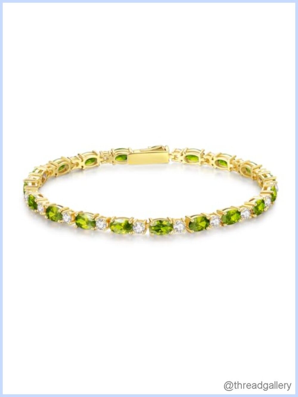 14K Gold Plated Sterling Silver Birthstone Tennis Bracelet Women 7"